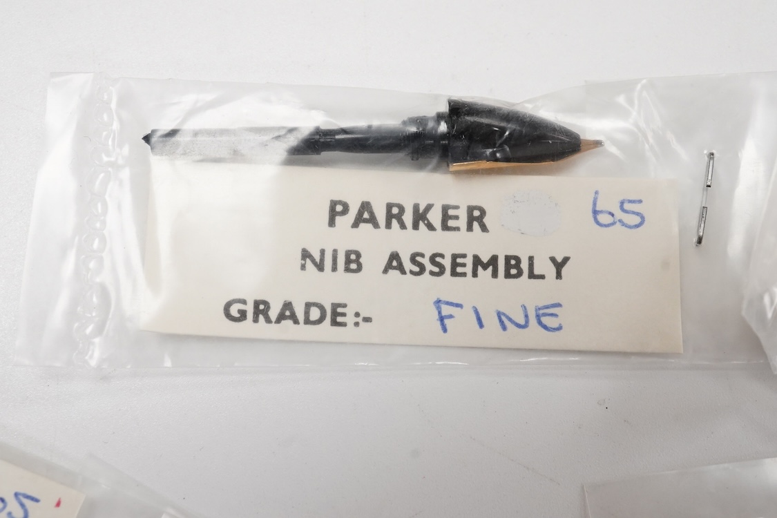 Parker 65 nib assembly packages with 14ct gold medium (5) and fine (5) nibs (10)